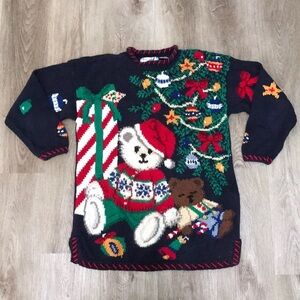 Signatures by Northern Isles Christmas Sweater Present Bears Tree Holiday